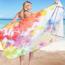 Vierkant strandhanddoek met tie-dye print, sneldrogend, 75x150cm