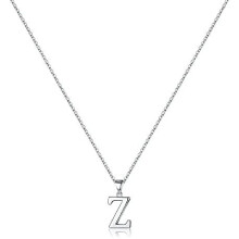 Sterling Silver Initial Pendant Necklace A-Z on Figaro Chain