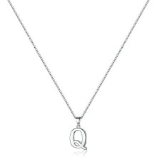 Sterling Silver Initial Pendant Necklace A-Z on Figaro Chain