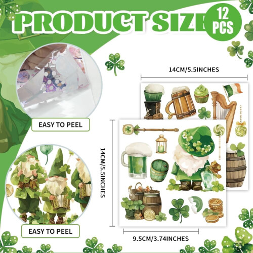 St. Patricks Day rub-on transfers 12 stk. 14x14 cm 1