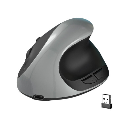 Ratón vertical inalámbrico UHUYA 2.4G gris ergonómico