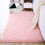 Fluffy plysjteppe rosa, raggete, sklisikkert bakside 39x63 2