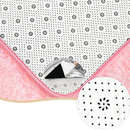 Fluffy plysjteppe rosa, raggete, sklisikkert bakside 39x63 2