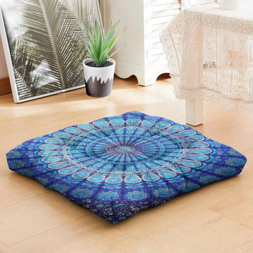 Almofada de meditação de chão boho quadrada de veludo de 56 cm (22 polegadas) 1