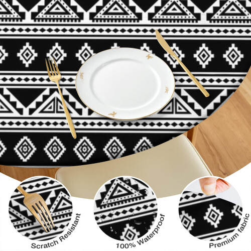 Elastischer Saum, wasserdichte Boho-Tischdecke aus Oxford-Gewebe, 45-52 2