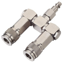 Air Hose Connector 2-Way Splitter 1/4 Inch Swivel Fitting