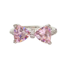 Vlinderduimring 925 sterling zilver met roze kubische zirkonia