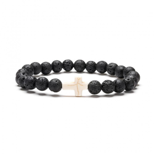 Pulseira de contas de ônix e olho de tigre, joia religiosa para