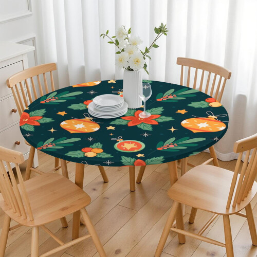 Runde Tischdecke, elastisch, 52 Zoll (ca. 132 cm) 2