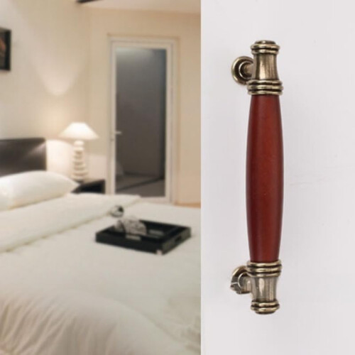 Wooden Cabinet Knobs Bronze Rosewood 2 pcs 96 mm 2