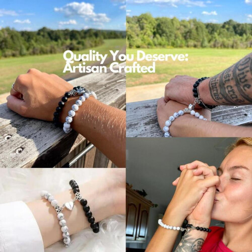 Partnerarmband mit magnetischem Heilstein und elastischem Band (2 Stück) 2