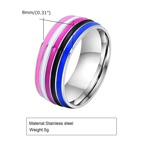 Rostfritt stål Rainbow Pride-ring Unisex Storlek 7 1