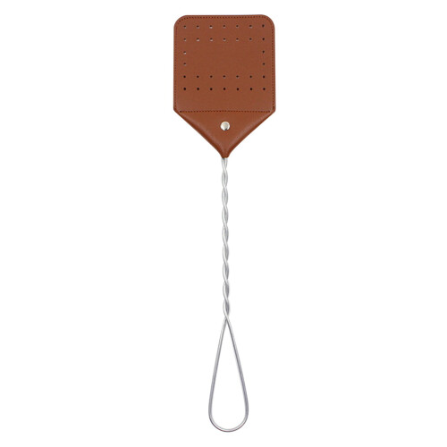 Lederfliegenklatsche, braun, robust, langer Griff 1