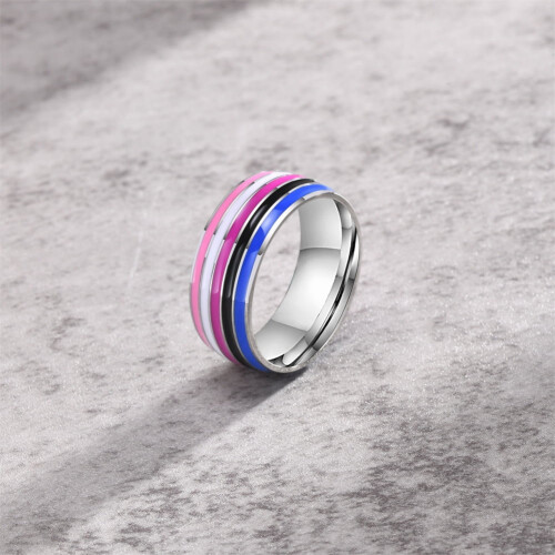 Rostfritt stål Rainbow Pride-ring Unisex Storlek 7 2