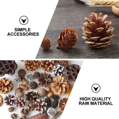 MUSEYA Christmas Pine Cone Decor Set with DIY Dry Lotus 1