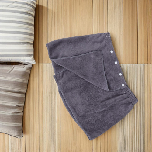 Men's Fleece Bath Towel Wrap Grey 1 Piece 1