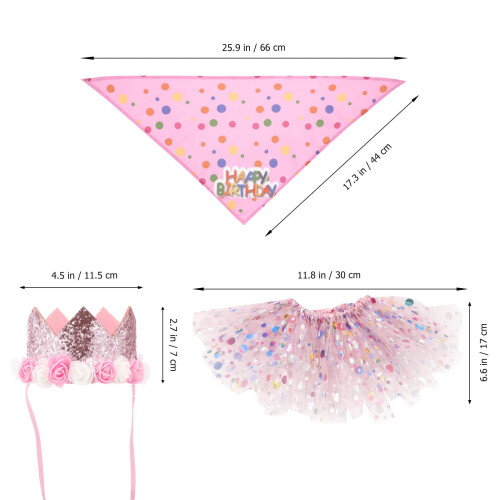 Ensemble bandana rose ajustable pour anniversaire de chien 1