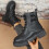 Damen-Ankle-Boots aus PU-Leder mit Fleecefutter, Größe US 8,5 7