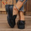 Damen-Ankle-Boots, schwarz, Nylon-Spandex, Größe 7 8