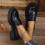Damen-Ankle-Boots, schwarz, Nylon-Spandex, Größe 7 5