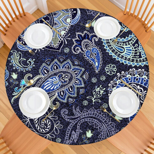 Runde Tischdecke, elastisch, 45–52 Zoll, wasserdicht 1