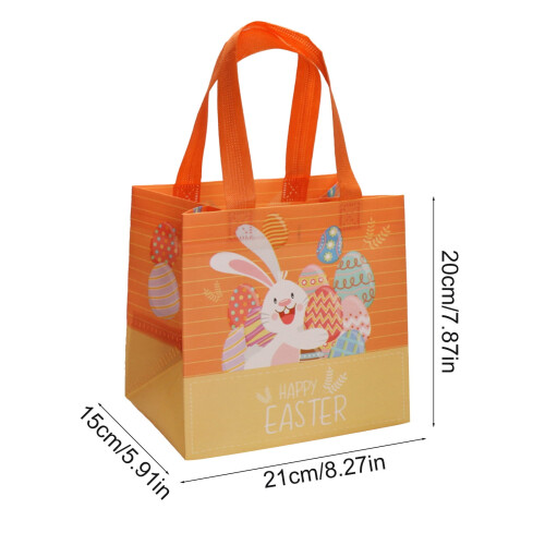 Wiederverwendbare Ostergeschenktaschen mit Eier- und Hasenmotiv, 6 Stück 2