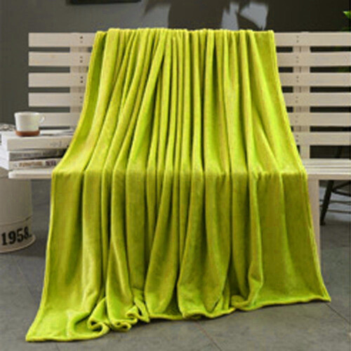 Fleece Bed Blanket Green Lightweight Warm Microfiber 1