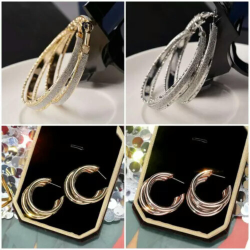 Pendientes de aro grandes de plata u oro para mujer. 2