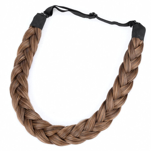 Faixa de cabelo trançada sintética grossa e larga com elástico trançado. 2