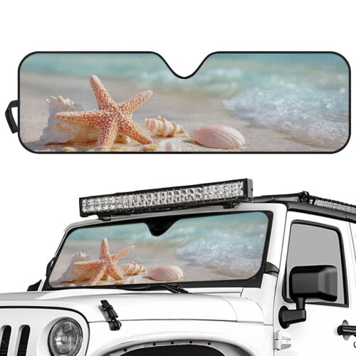 Foldable Starfish Shell Sun Shade for Jeep Wrangler and 1