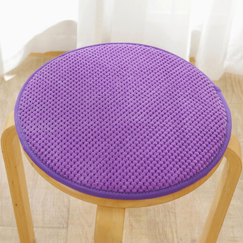 Stool Cushion Round Purple 15.7 Inch with Ties 1