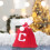 Christmas Knit Drawstring Gift Bag Red White Santa Sack 2