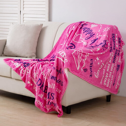 Couverture d'anniversaire pour filles 127 x 152 cm, thème joyeux 1