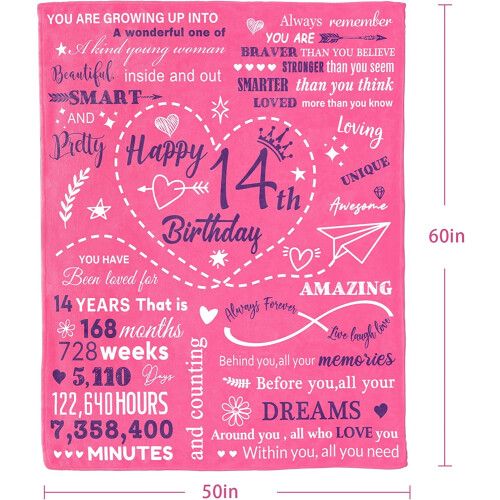 Couverture d'anniversaire pour filles 127 x 152 cm, thème joyeux 2