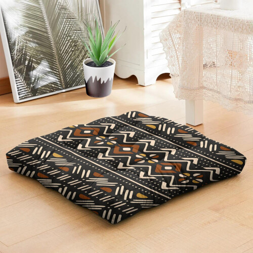 Vierkant vierkant vloerkussen van fluweel met boho-look, 22 inch (56 cm) 2