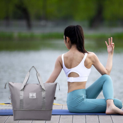 Sac de sport et de voyage extensible, gris et léger 1