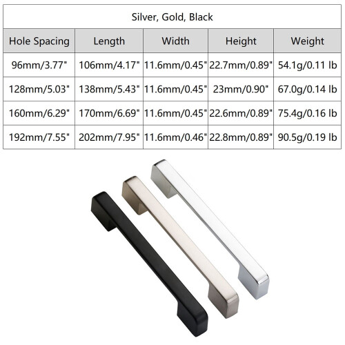 Square Cabinet Pull Handle Gold 5 Pack 192mm 1