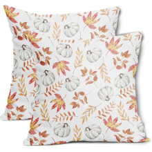 Housses de coussin citrouille et feuilles d'automne en lin, 50 x 50 cm, lot de 2