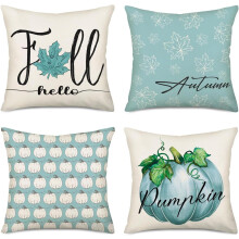 Housses de coussin style ferme, citrouille bleue et feuilles d'érable