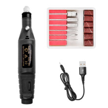 Sada elektrických pilníků na nehty BE-TOOL s lešticími pery, černá