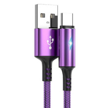 Opletený nabíjací kábel USB-C s rýchlym nabíjaním a LED diódou