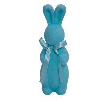 Estatua de conejito de Pascua con lazo esponjoso y textura aterciopelada (1 pieza)