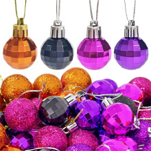 Black Christmas Ornaments Set Shatterproof Balls 24 pcs
