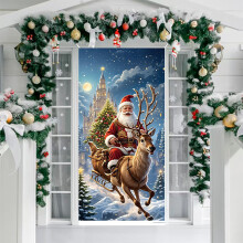Capa de porta com boneco de neve, decoração de boas-vindas, 70x35 polegadas