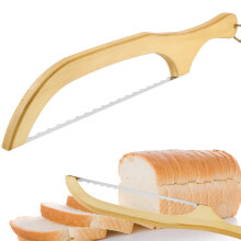 Coupe-bagels et pain au levain, manche en bois, acier inoxydable