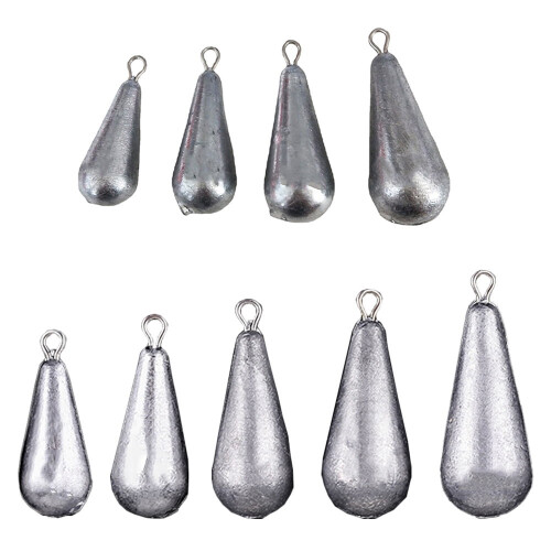 BE-TOOL Fishing Sinker Weights 10 pcs Silver Raindrop Shape