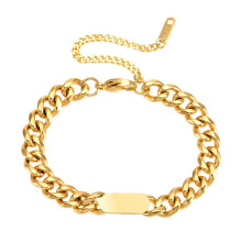 Bracciale unisex a maglie larghe in acciaio inossidabile, placcato oro, regolabile, 7 pollici.