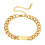 Pulseira unissex de aço inoxidável com elos largos, banhada a ouro, ajustável, 17,8 cm (7 polegadas). 1