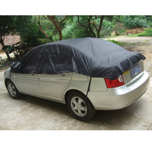 Black Half Car Cover Protector Rainproof Overheating