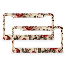 Floral Bird Seamless Pattern License Plate Frames Stainless